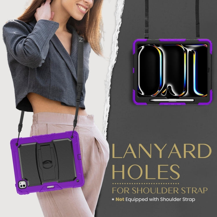 For iPad Pro 13 2025 / 2024 Silicone Hydric PC Tablet Case with Shoulder Strap & Holder(Purple) by bashfashion