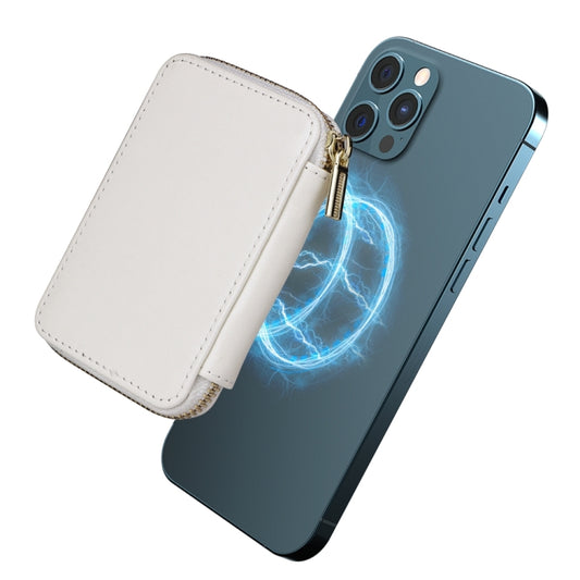 HS-005 MagSafe Magnetic Zipper Card Bag Mobile Phone Back Sticker(White) by bashfashion