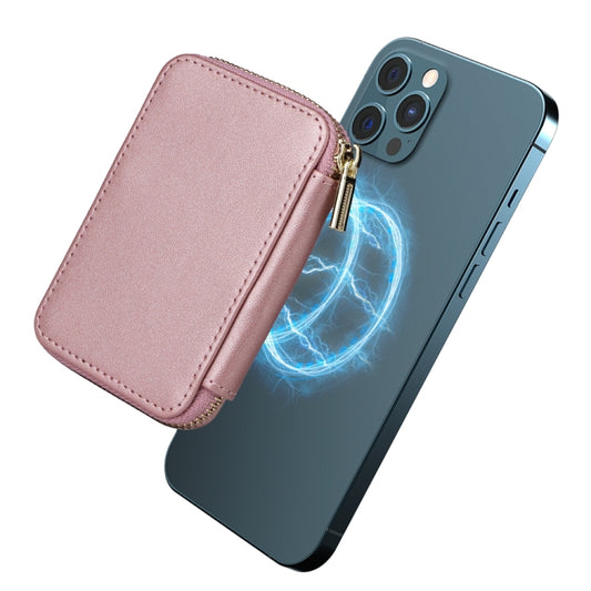 HS-005 MagSafe Magnetic Zipper Card Bag Mobile Phone Back Sticker(Rose Gold) by bashfashion