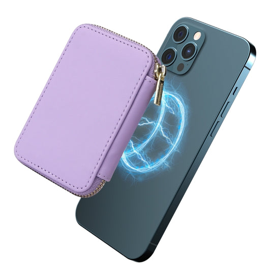 HS-005 MagSafe Magnetic Zipper Card Bag Mobile Phone Back Sticker(Light Purple) by bashfashion