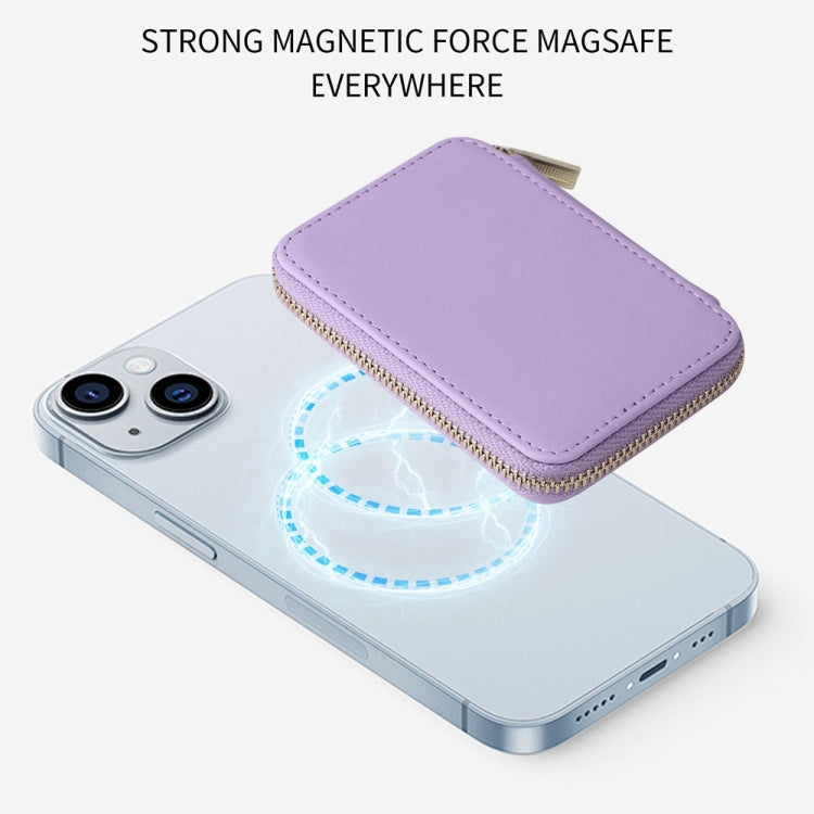 HS-005 MagSafe Magnetic Zipper Card Bag Mobile Phone Back Sticker(Light Purple) by bashfashion