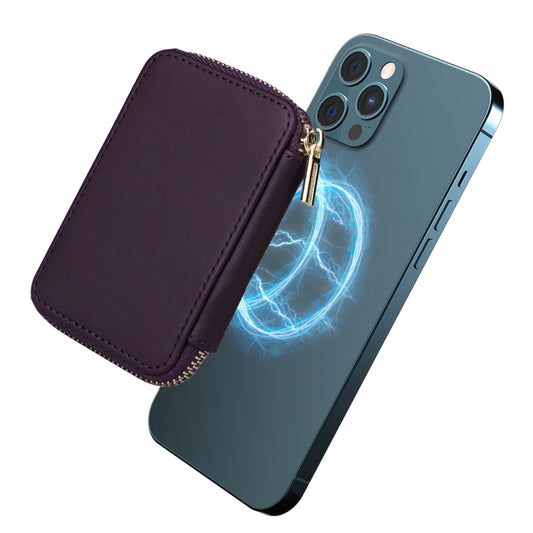 HS-005 MagSafe Magnetic Zipper Card Bag Mobile Phone Back Sticker(Dark Purple) by bashfashion