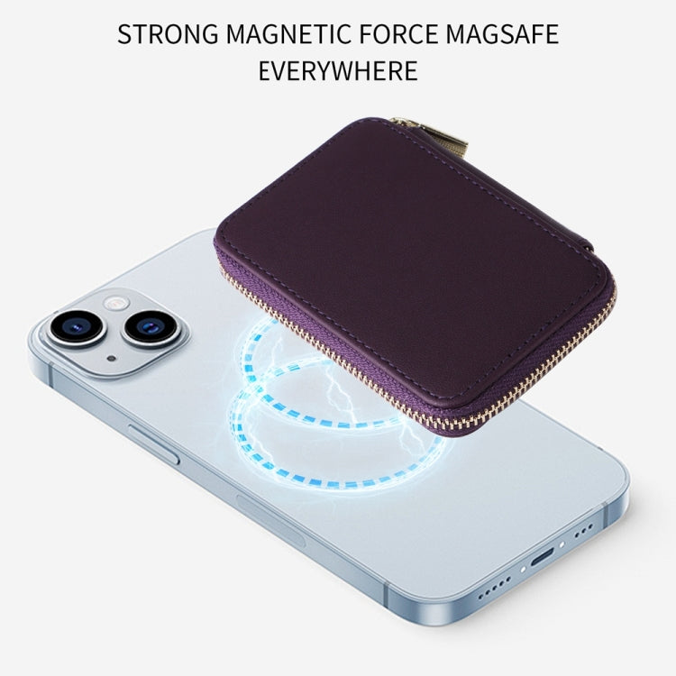 HS-005 MagSafe Magnetic Zipper Card Bag Mobile Phone Back Sticker(Dark Purple) by bashfashion