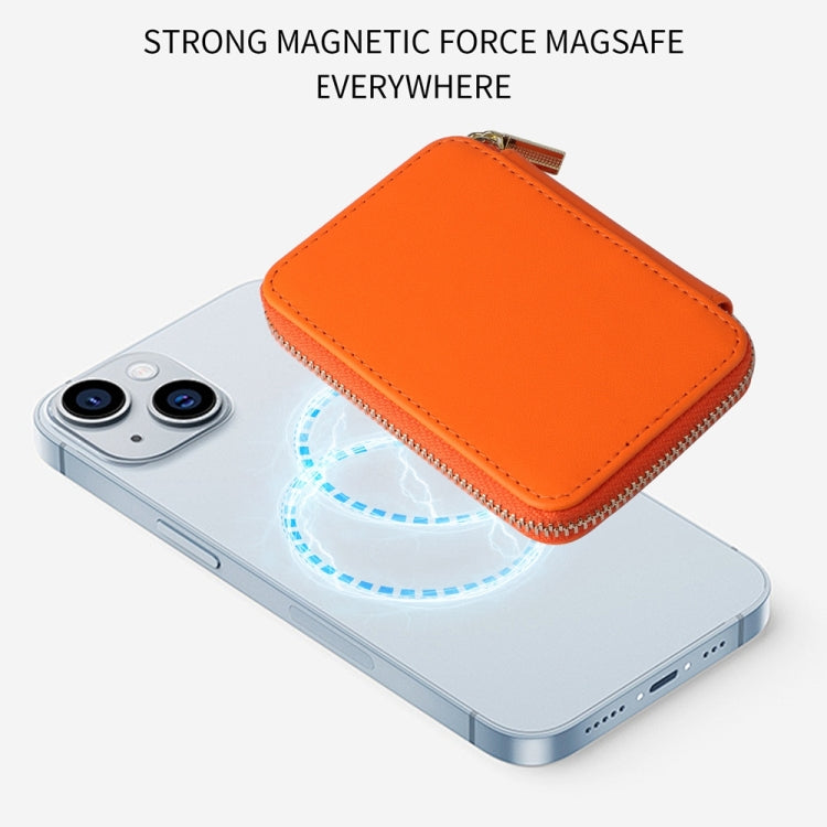 HS-005 MagSafe Magnetic Zipper Card Bag Mobile Phone Back Sticker(Orange) by bashfashion