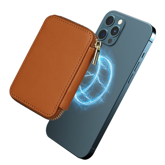 HS-005 MagSafe Magnetic Zipper Card Bag Mobile Phone Back Sticker(Brown) by bashfashion