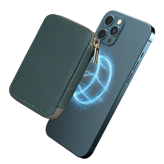 HS-005 MagSafe Magnetic Zipper Card Bag Mobile Phone Back Sticker(Green) by bashfashion