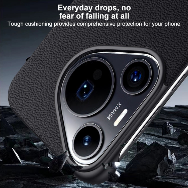 For Huawei Pura 70 Ultra SULADA Frameless Top Layer Cowhide Leather + PC Phone Case(Black) by SULADA