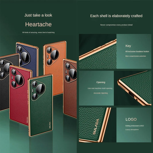 For Huawei Pura 70 Pro SULADA TPU + Litchi Texture Leather Phone Case(Brown) by SULADA