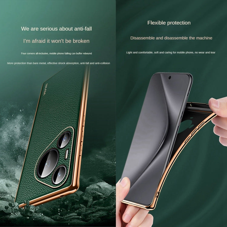 For Huawei Pura 70 SULADA TPU + Litchi Texture Leather Phone Case(Green) by SULADA