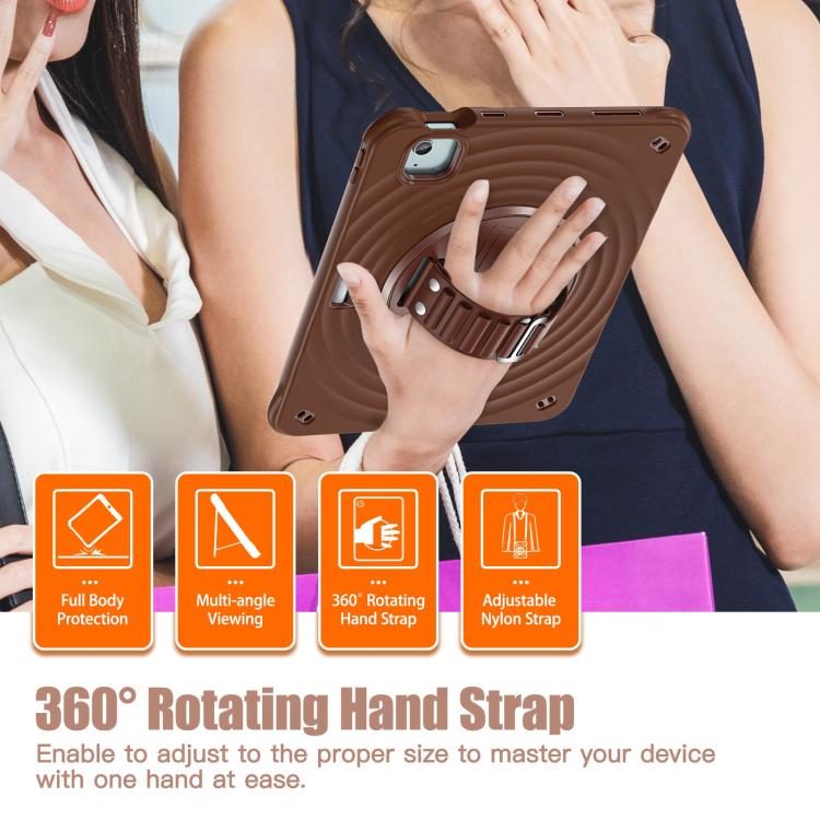 For iPad Air 11 2025 / 2024 Rotation Holder Silicone Hybrid PC Tablet Case(Chocolate) by bashfashion