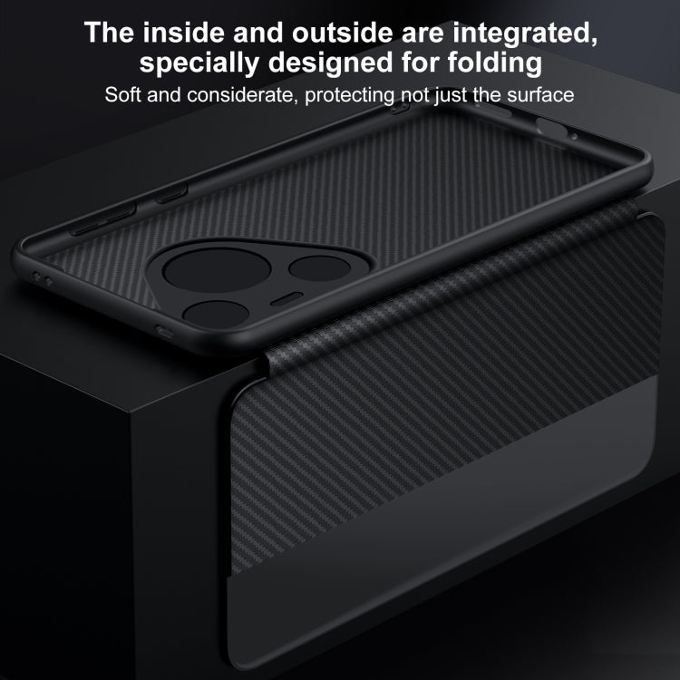 For Huawei Mate 60 Pro SULADA Kevlar 600D Texture Smart Window Leather Phone Case(Black) by SULADA