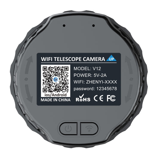 V12 2K WiFi HD Telescope Eyepiece Outdoor Portable Mirror Camera(Black) by bashfashion