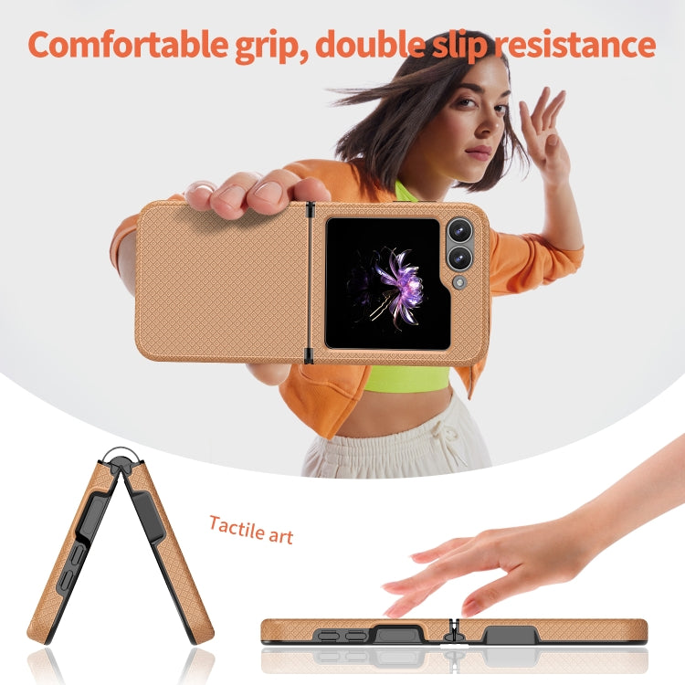 For Samsung Galaxy Z Flip6 / Flip7 FE Checkered Pattern TPU+PC Shockproof Phone Case(Pastel Peach) by bashfashion