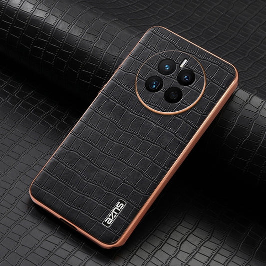 For Huawei Mate 50 / 50E AZNS Electroplated Frame Crocodile Texture Full Coverage Phone Case(Black) by AZNS