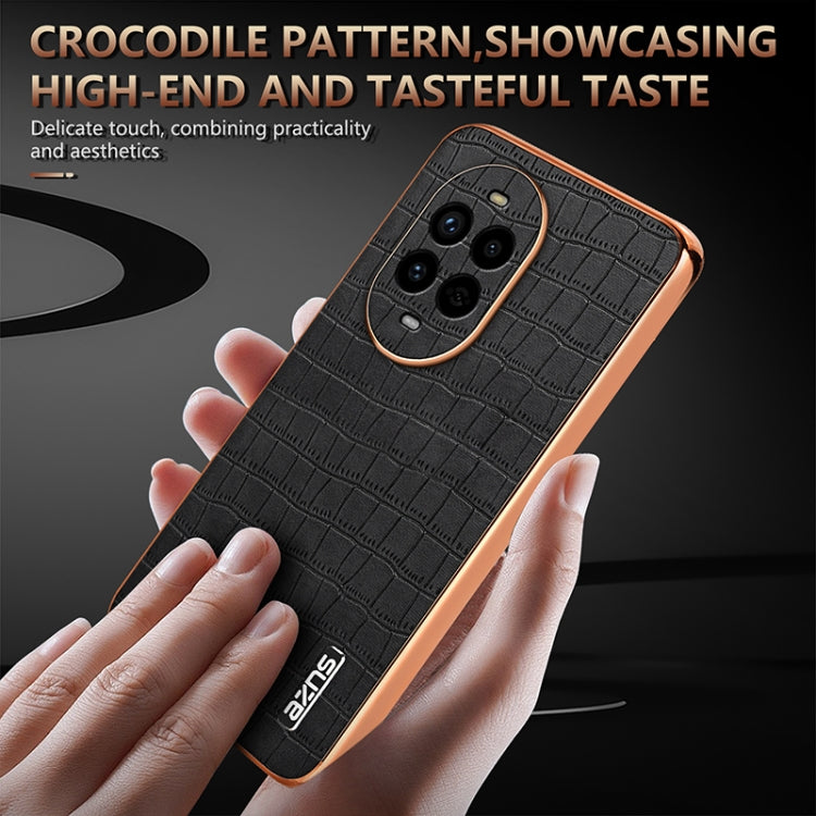 For Huawei nova 13 Pro AZNS Electroplated Frame Crocodile Texture Full Coverage Phone Case(Brown) by AZNS
