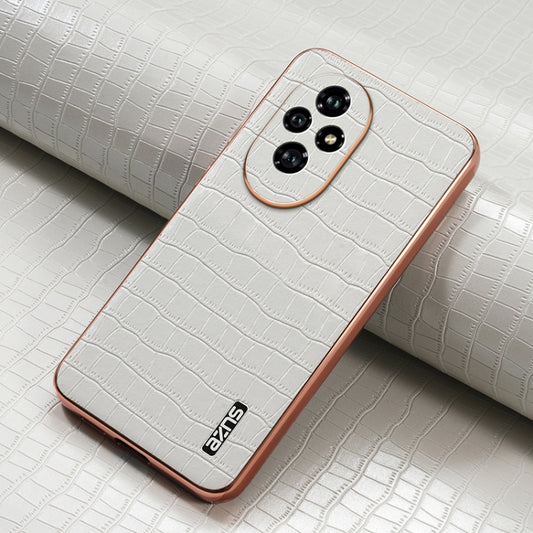 For Honor 200 Pro AZNS Electroplated Frame Crocodile Texture Full Coverage Phone Case(White) by AZNS