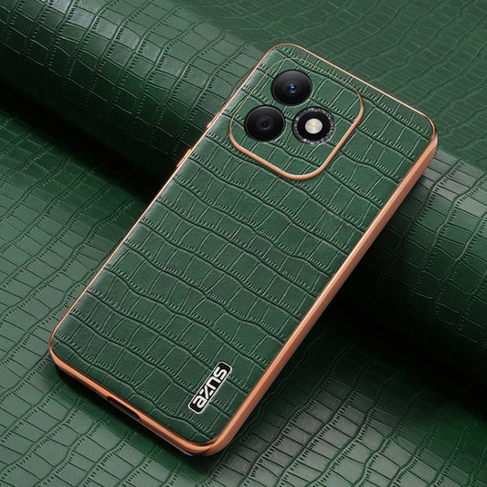 For Honor X60i AZNS Electroplated Frame Crocodile Texture Full Coverage Phone Case(Green) by AZNS