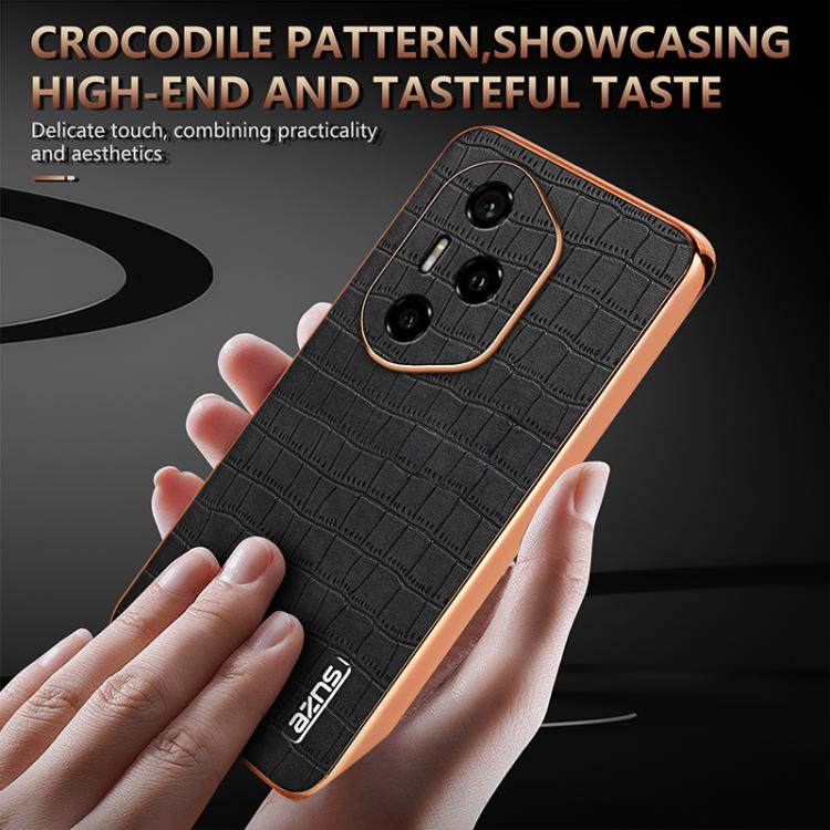 For Honor 300 Pro AZNS Electroplated Frame Crocodile Texture Full Coverage Phone Case(Blue) by AZNS