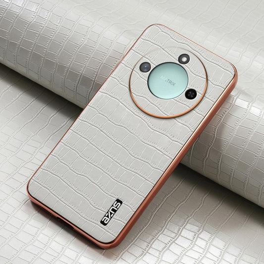 For Honor X60 AZNS Electroplated Frame Crocodile Texture Full Coverage Phone Case(White) by AZNS