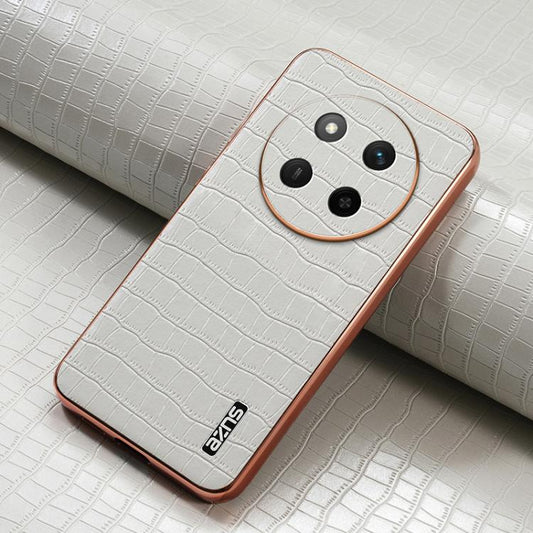 For Honor X60 Pro AZNS Electroplated Frame Crocodile Texture Full Coverage Phone Case(White) by AZNS