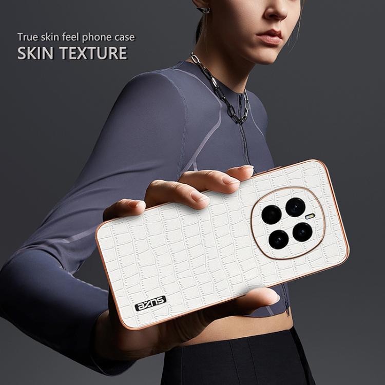 For Honor Magic7 AZNS Electroplated Frame Crocodile Texture Full Coverage Phone Case(White) by AZNS