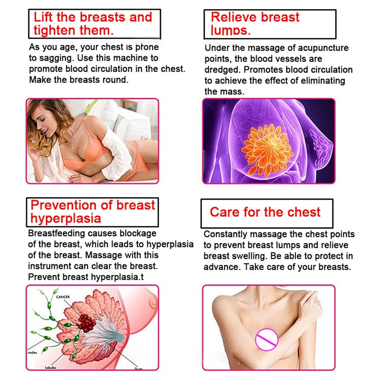 Portable USB Charging Chest Electric Massage Instrument, Style:Remote Control(B Cup) by bashfashion