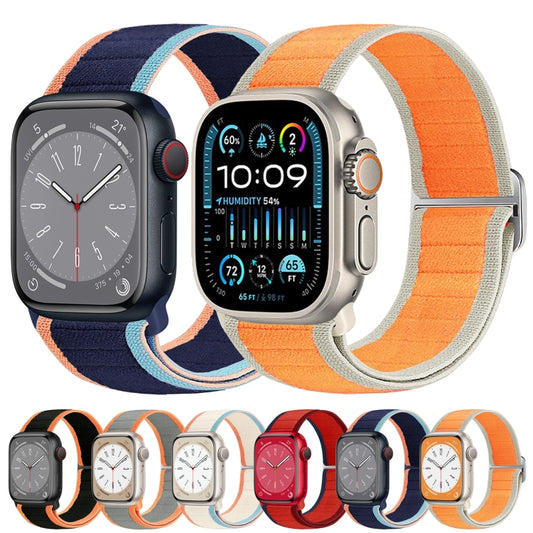 For Apple Watch Ultra 49mm Nylon Elastic Buckle Watch Band(Grey Orange) by bashfashion
