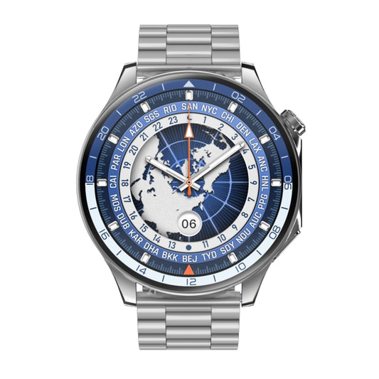 HD Watch X 1.43 inch IP68 BT5.3 Sport Smart Watch, Support Bluetooth Call / Sleep / Blood Oxygen / Heart Rate / Blood Pressure Health Monitor(Silver Steel + Blue Silicone Strap) by bashfashion