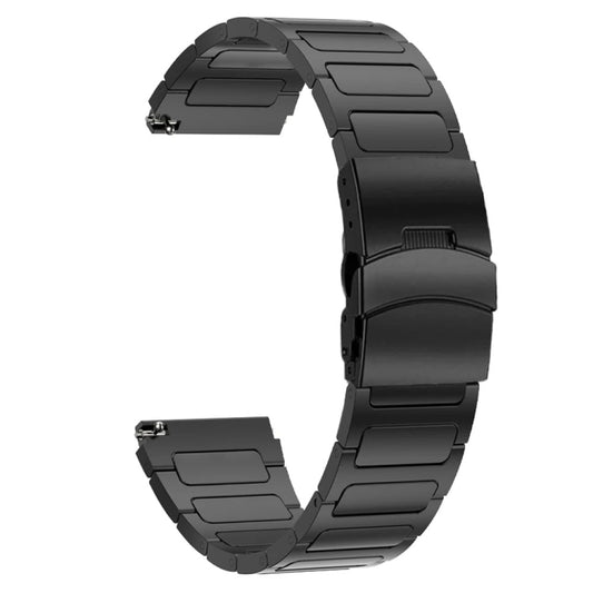 22mm Dual Safety Buckle Titanium Alloy Watch Band(Black) by bashfashion