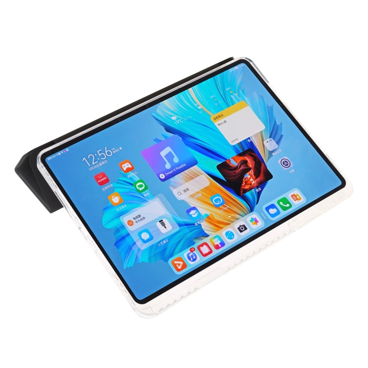 For Huawei MatePad 11.5S Clear Acrylic 3-Fold Leather Tablet Case(Black) by bashfashion