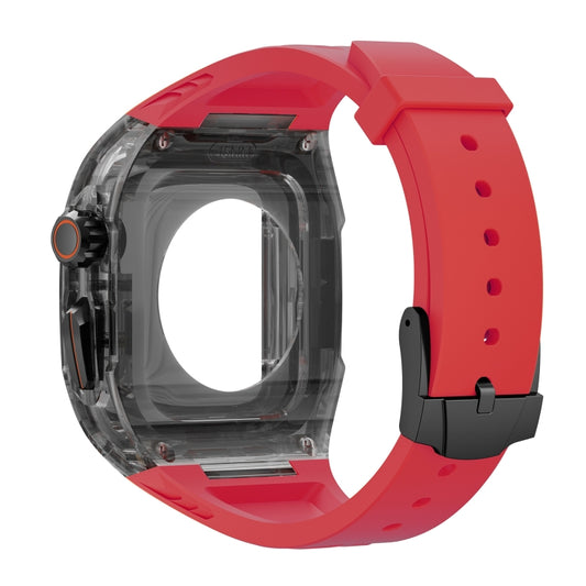 For Apple Watch SE 2023 44mm / 2025 44mm Modified PC Hybrid TPU Watch Case Band(Red Clear Black) by bashfashion