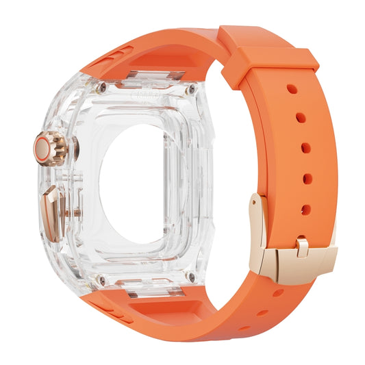 For Apple Watch SE 2022 44mm Modified PC Hybrid TPU Watch Case Band(Orange Transparent) by bashfashion