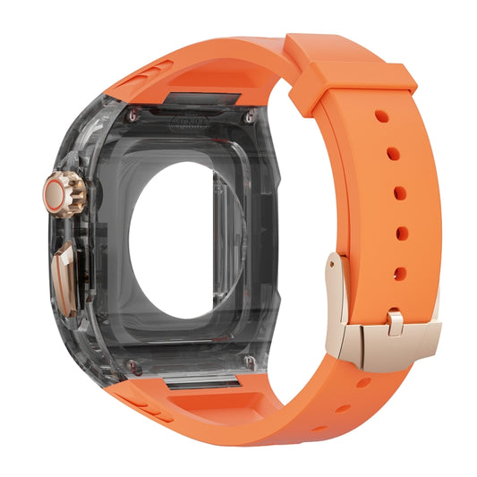 For Apple Watch Series 6 44mm Modified PC Hybrid TPU Watch Case Band(Orange Clear Black) by bashfashion