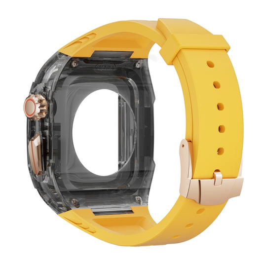 For Apple Watch Series 5 44mm Modified PC Hybrid TPU Watch Case Band(Yellow Clear Black) by bashfashion