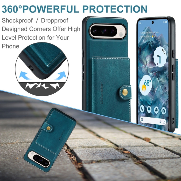 For Google Pixel 9 Pro JEEHOOD J01 Retro Magnetic Detachable Wallet Phone Case(Blue) by JEEHOOD