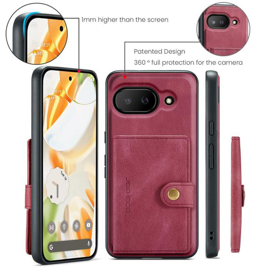For Google Pixel 9a JEEHOOD J01 Retro Magnetic Detachable Wallet Phone Case(Red) by JEEHOOD