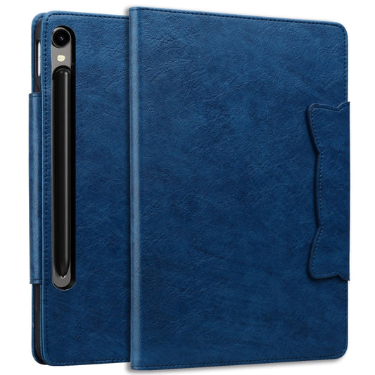 For Samsung Galaxy Tab S11/S10 Lite/S9 FE/S9/S8 Cat Buckle Leather Smart Tablet Case(Royal Blue) by bashfashion