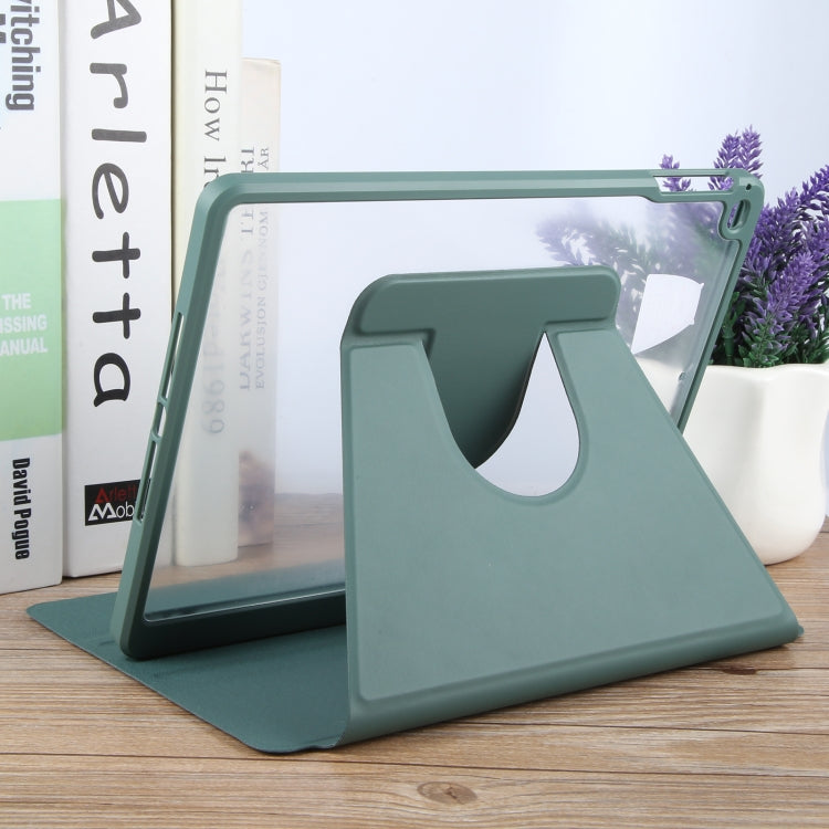 For iPad 9.7 2018 & 2017 / Air / Air2 GEBEI Acrylic TPU 3-folding Rotating Smart Tablet Leather Case withh Pen Slot(Dark Green) by GEBEI