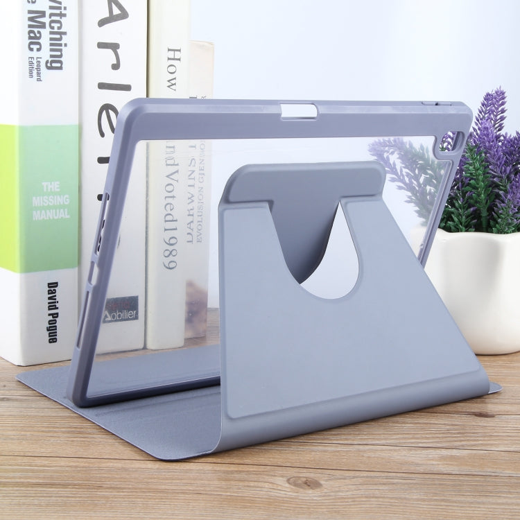 For iPad 10.2 2021 / 2020 / 2019 / Air 3 GEBEI Acrylic TPU 3-folding Rotating Smart Tablet Leather Case withh Pen Slot(Light Purple) by GEBEI