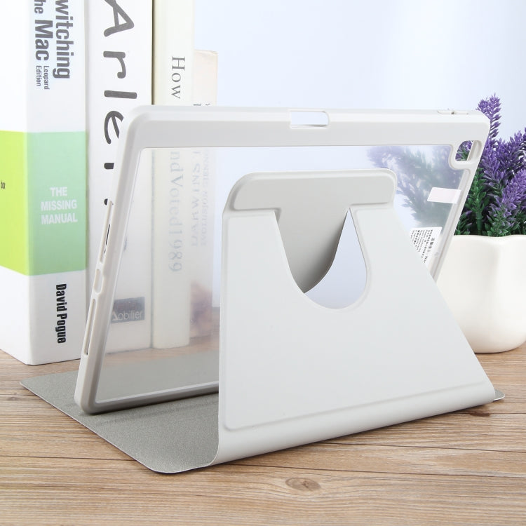For iPad 10.2 2021 / 2020 / 2019 / Air 3 GEBEI Acrylic TPU 3-folding Rotating Smart Tablet Leather Case withh Pen Slot(Grey) by GEBEI