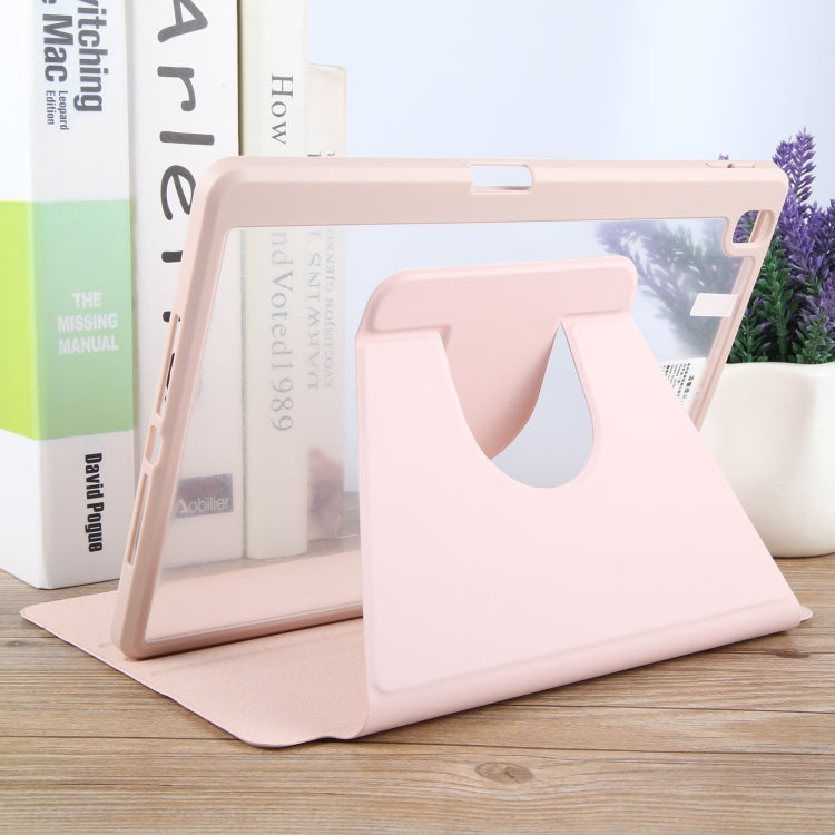 For iPad 10.2 2021 / 2020 / 2019 / Air 3 GEBEI Acrylic TPU 3-folding Rotating Smart Tablet Leather Case withh Pen Slot(Pink) by GEBEI