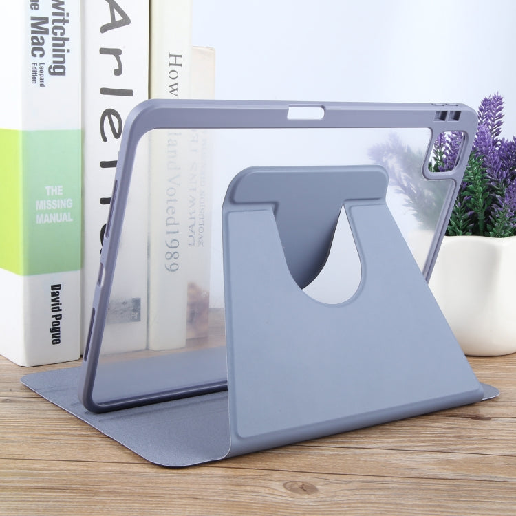 For iPad Air 11 2025 / 2024 / Air 5 GEBEI Acrylic TPU 3-folding Rotating Smart Tablet Leather Case withh Pen Slot(Light Purple) by GEBEI