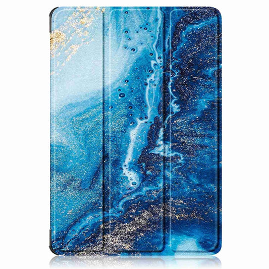 For Huawei MatePad 11.5S Custer Texture Coloured Drawing 3-Fold Holder Smart Leather Tablet Case(Waves) by bashfashion