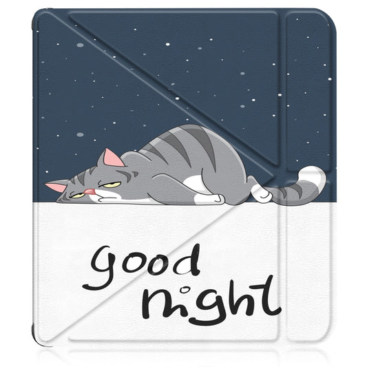 For Kobo Libra Colour 2024 Solid Color Deformation TPU Leather Smart Tablet Case(Lazy Cat) by bashfashion