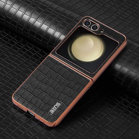 For Samsung Galaxy Z Flip6 / 7 FE AZNS Electroplated Frame Crocodile Texture Full Coverage Phone Case(Black) by AZNS