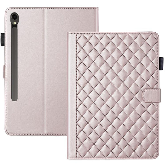 For Samsung Galaxy Tab S10 FE+ Rhombus Lattice Leather Tablet Case(Rose Gold) by bashfashion
