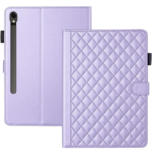 For Samsung Galaxy Tab S10 FE+ Rhombus Lattice Leather Tablet Case(Purple) by bashfashion