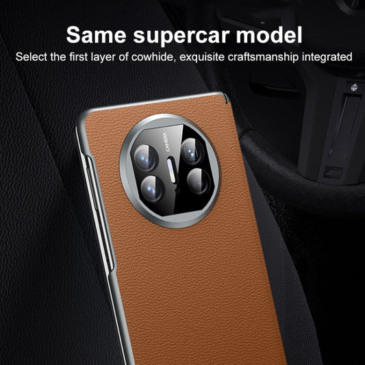 For Huawei Mate X5 SULADA Frameless Top Layer Cowhide Leather + PC Phone Case(Purple) by SULADA