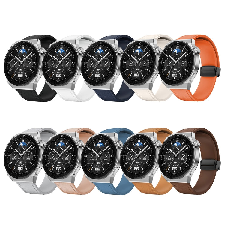 20mm Magnetic Black Buckle Silicone Leather Watch Band(White) by bashfashion