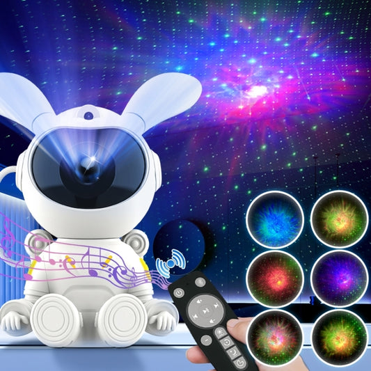 G002 Space Rabbit Starry Sky Projection Lamp Bluetooth Speaker 2 in 1 Laser Light(White) by bashfashion